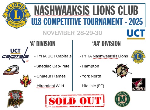 2025 Lions Club U18 Comp Tournament Teams